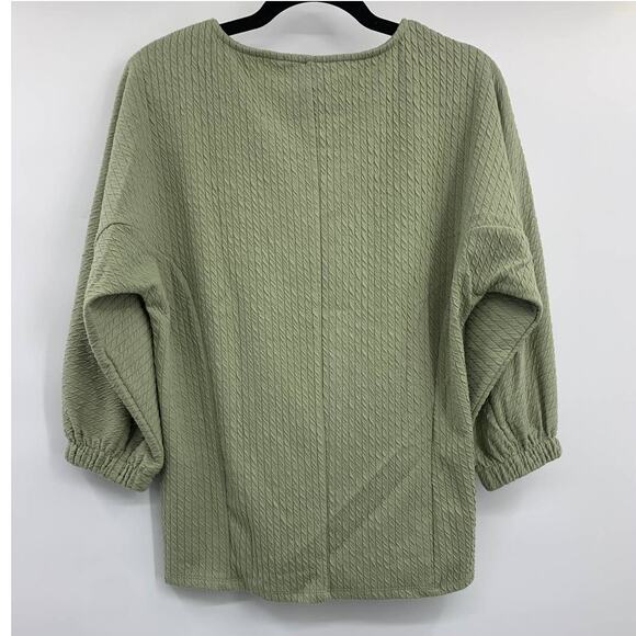 Philosophy Republic Clothing Green Waffle Texture Pullover Blouse Top Medium NEW - Picture 2 of 8